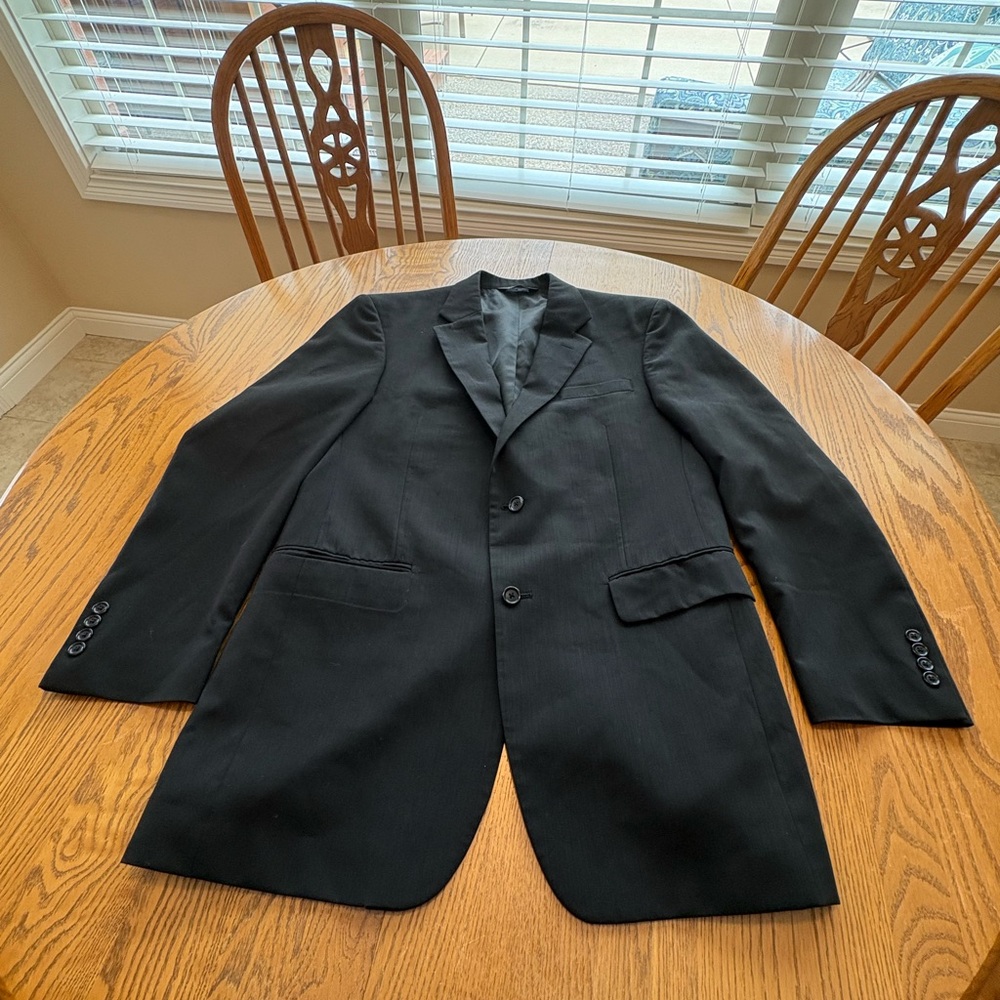 Jos A Bank Mens Blazer Sport Coat Lightweight Wool Solid Black 41L Suit Jacket